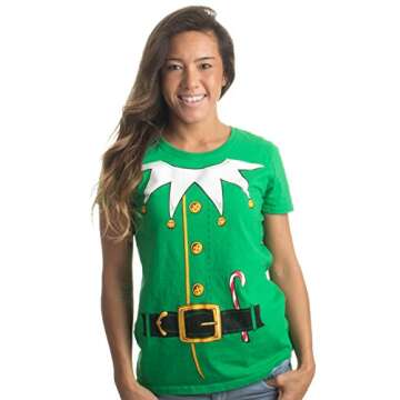 Santa's Elf Costume Jumbo Print T-Shirt for Women