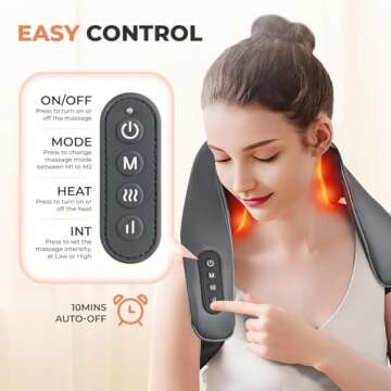 Neck Massager with Heat, 6D Shiatsu Shoulder Massager, Kneading Back Massager for Pain Relief Deep Tissue, Massage Pillow for Body Leg Waist, Relax Massager for Women Men Father Mother Day, Dark Grey