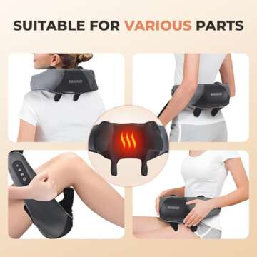 Neck Massager with Heat, 6D Shiatsu Shoulder Massager, Kneading Back Massager for Pain Relief Deep Tissue, Massage Pillow for Body Leg Waist, Relax Massager for Women Men Father Mother Day, Dark Grey