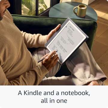 New Amazon Kindle Scribe (32GB) - Redesigned display with uniform borders. Now write directly on books and documents. With built-in notebook summarization. Includes Premium Pen - Tungsten