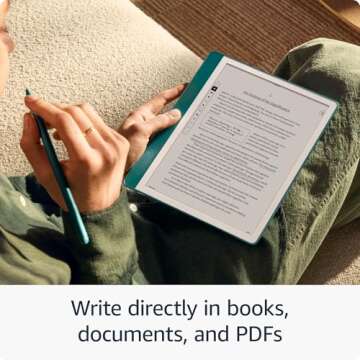 New Amazon Kindle Scribe (32GB) - Redesigned display with uniform borders. Now write directly on books and documents. With built-in notebook summarization. Includes Premium Pen - Tungsten