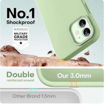 LOVE 3000 Designed for iPhone 12 Case/iPhone 12 Pro Case, Premium Silicone with [Soft Anti-Scratch Microfiber Lining] Shockproof Protective Phone Case for Men Women Girls 6.1", Matcha