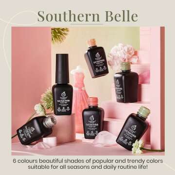 Southern Belle Glitter Gel Polish Set - 6 Pcs