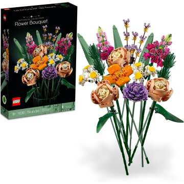 LEGO Icons Flower Bouquet Building Decoration Set - Artificial Flowers with Roses, Decorative Home Accessories, Gift for Him and Her, Botanical Collection and Table Art for Adults, 10280
