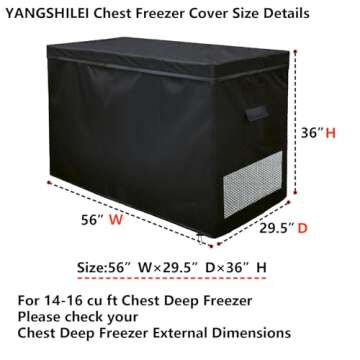 YANGSHILEI Waterproof Chest Deep Freezer Cover for 14-16 cu ft