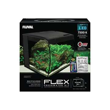 Fluval Flex 9 Aquarium Kit - Fish Tank for Fish & Plants - Comes with LED Lights, Filtration System & More - 36" x 18" x 18" - 34 L, 9 Gal. - Black