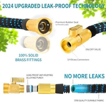 Expanding Garden Hose 100 FT - Expandable Garden Hoses Leak-Proof with 4 -Layer Latex Core - 2024 Version/New Patented,Lightweight, Durable, No-Kink Flexible Retractable Water Hoses