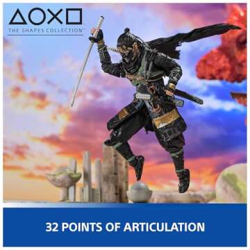 PlayStation, Ghost of Tsushima, 6” Jin Sakai Samurai Action Figure & 2 Accessories, The Shapes Collection, for PS5 Fans & Collectors Ages 17+