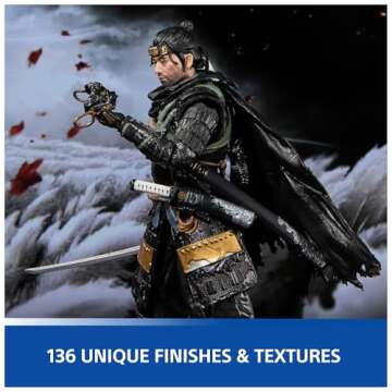 PlayStation, Ghost of Tsushima, 6” Jin Sakai Samurai Action Figure & 2 Accessories, The Shapes Collection, for PS5 Fans & Collectors Ages 17+