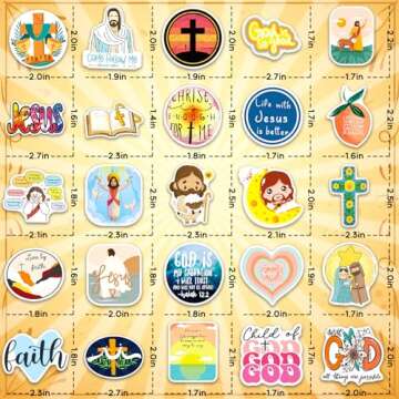 200PCS Jesus Christian Stickers, Religious Stickers for Kids Bible Verse Stickers Christian Stickers for Water Bottles Laptop, Vinyl Faith Wisdom Words Stickers Christian Gifts