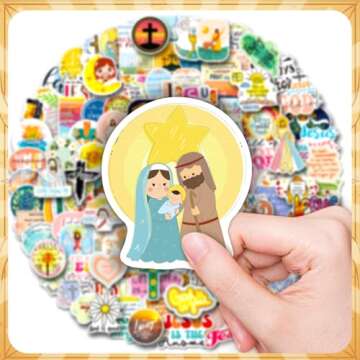 200PCS Jesus Christian Stickers, Religious Stickers for Kids Bible Verse Stickers Christian Stickers for Water Bottles Laptop, Vinyl Faith Wisdom Words Stickers Christian Gifts