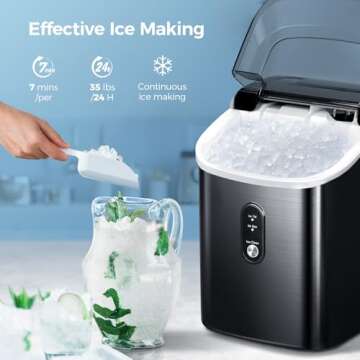 Kismile Countertop Nugget Ice Maker - Portable & Efficient