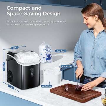 Kismile Countertop Nugget Ice Maker - Portable & Efficient