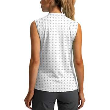 SANTINY Women's Sleeveless Golf Shirt Zip Up Tennis Lightweight Quick Dry Tank Tops Polo Shirts for Women(Black Dot_M)