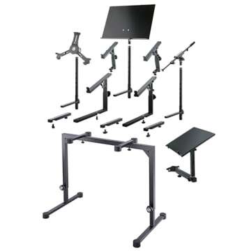 K&M Konig & Meyer 18810.015.55 Table Style Keyboard Stand Omega - Sturdy Height Adjustable Frame - Folds Flat Portable - Fits Piano and Electric Keyboards - For Adult and Youth Musicians - Black