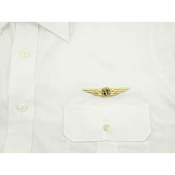 Luso Aviation Pilot Wings Aviator's Shirt Lapel Pin (Gold)