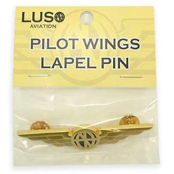 Luso Aviation Pilot Wings Aviator's Shirt Lapel Pin (Gold)