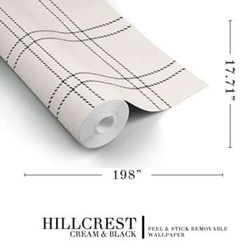 HALL & PERRY Peel and Stick Removable Wallpaper in Hilcrest Design, Cream, 17.71 in x 198 in Roll