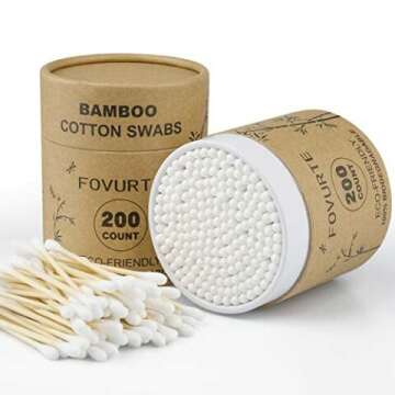 Eco-Friendly Bamboo Cotton Swabs - 400 Count Organic Ear Buds