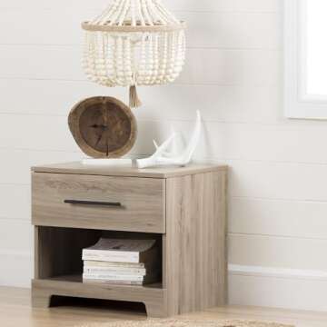 South Shore Primo 1-Drawer Nightstand, Rustic Oak