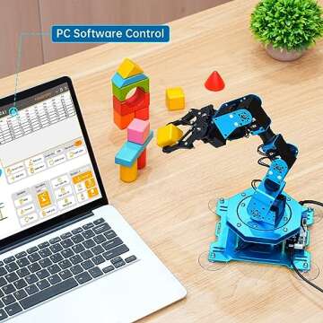 Robotic Arm for Arduino Coding Programming 6DOF Hiwonder-xArm1S STEM Educational Building Robot Arm Kits, 6 AXIS Full Metal Robotic Arm Wireless Handle/PC/App/Mouse Control Learning Robot