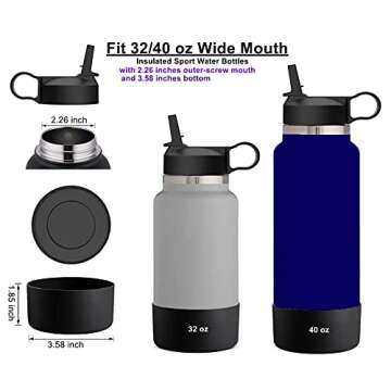 The Mass Straw Lid and Boot for Hydro Flask Wide Mouth and Other Brand Insulated Water Bottle (Fit Wide Mouth 32/40oz, Hibiscus Lid & Salmon Boot)