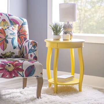 Powell Furniture Powell Round Shelf, Yellow Table