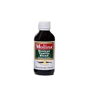 Molina Mexican Natural Vanilla Blend with Pure Vanilla Extract, 16 Fl Oz. (4 Pack of 4oz Bottles)