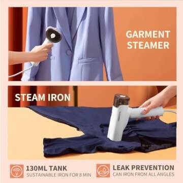 Travel Garment Steamer Iron for Clothes: Mini steam Iron Portable Handheld Clothing Steamers Travel Size Small Hand held Electric steam plancha a de Vapor para ropa portatil Travel Dorm Essentials