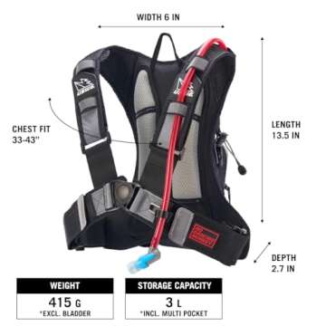 USWE Airborne Limited Race Edition with Water Bladder Included, Hydration Backpack for Men and Women, Ideal for MTB, Cycling, Mountain Biking (3L, Grey, Black)