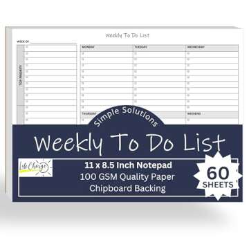 Weekly To Do List Notepad: 60 Pages for Effective Task Planning