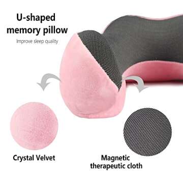 Junecarp Car Neck Pillow,Travel Pillow Memory Foam Neck Pillow,Premium Interior Accessories Headrest Support for Driver or Front Passenger Seat,for Driving Home Office (Pink)