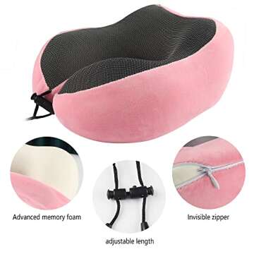 Junecarp Car Neck Pillow,Travel Pillow Memory Foam Neck Pillow,Premium Interior Accessories Headrest Support for Driver or Front Passenger Seat,for Driving Home Office (Pink)