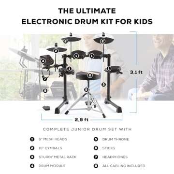 Alesis Debut Kit: Kids Electric Drum Set with Mesh Pads & Lessons