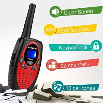 Retevis RT628 Walkie Talkies for Kids,Toys Gifts for 6-12 Years Old Boys Girls,Long Range 2 Way Radio 22CH VOX,Birthday Gift,Family Walkie Talkie for Camping Hiking Indoor Outdoor