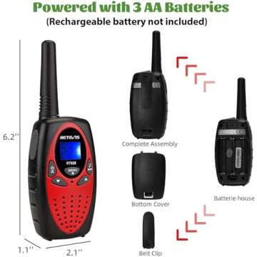 Retevis RT628 Walkie Talkies for Kids,Toys Gifts for 6-12 Years Old Boys Girls,Long Range 2 Way Radio 22CH VOX,Birthday Gift,Family Walkie Talkie for Camping Hiking Indoor Outdoor