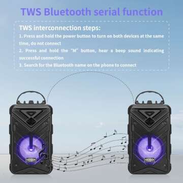 Portable Bluetooth Speaker with Microphones, Portable Bluetooth Karaoke Speaker with RGB Multi-Colors Rhythm Lights, Supports TWS/USB/TF/FM/AUX for Home Party