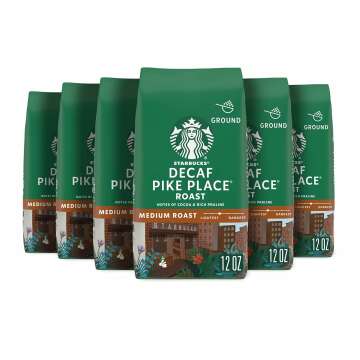 Starbucks Ground Coffee, Medium Roast Coffee, Decaf Pike Place Roast, 100% Arabica, 6 bags (12 oz each)