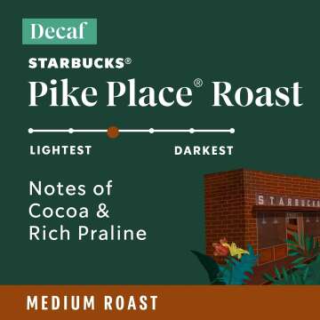 Starbucks Ground Coffee, Medium Roast Coffee, Decaf Pike Place Roast, 100% Arabica, 6 bags (12 oz each)