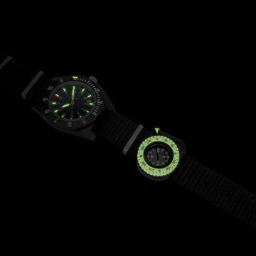 Marathon Military Grade Clip-On Wrist Compass | Glow in The Dark Luminous Bezel | SERE Survival Evasion Resistance Escape | Northern Hemisphere Version