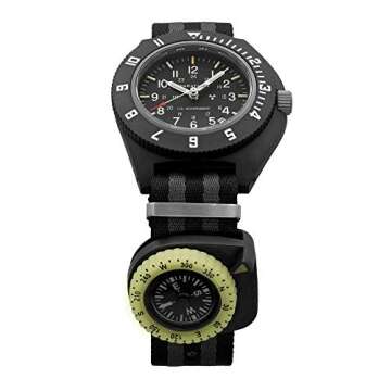 Marathon Military Grade Clip-On Wrist Compass | Glow in The Dark Luminous Bezel | SERE Survival Evasion Resistance Escape | Northern Hemisphere Version