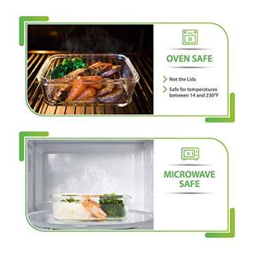 PrepNaturals 5 Pack 30 Oz Glass Meal Prep Containers - Dishwasher Microwave Freezer Oven Safe - Glass Storage Containers with Lids (Multi-Compartment)