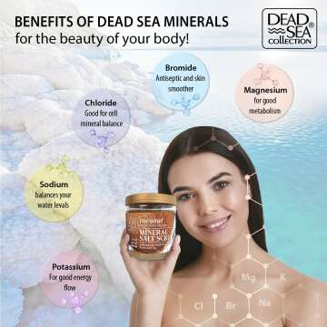 Dead Sea Collection Coconut Salt Body Scrub - Large 23.28 OZ - with Pure Oils and Dead Sea Minerals