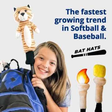 Bat Hats Bat Sleeve for Kids | Perfect Addition to Any Kids Baseball Bag or Softball Bag for Girls | Bat Warmers for Softball | Baseball Bat Cover or Softball Bat Sleeve Protector (Star)