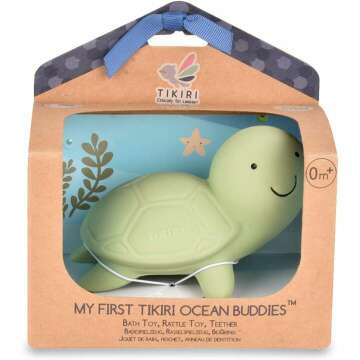 Tikiri Ocean Buddies Turtle Rattle - Natural Rubber Toy