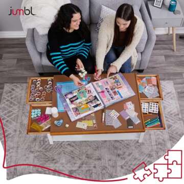 Jumbl 1500-Piece Puzzle Board | 27” x 35” Jigsaw Puzzle Table | 6 Removable Magnetic Sorting Drawers | Smooth Plateau Fiberboard Work Surface & Hardwood Construction | for Games & Puzzles