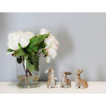 The Bridge Collection Faux Carved Wood Brown Bunny Figurines, Set of 3