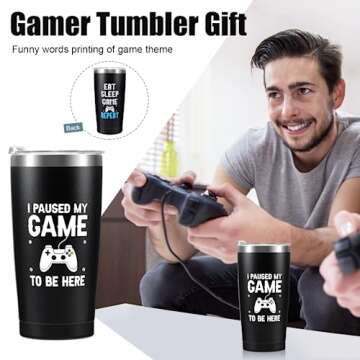 Gamer Gifts for Men Boyfriend Teenage Boy Birthday Christmas Gifts Box- Easter Basket Stuff Game Room Decor Gaming Gift for Man Him Video Game Lover (Gamer Tumbler+Pillow Cover+Socks+Stainless Sign)