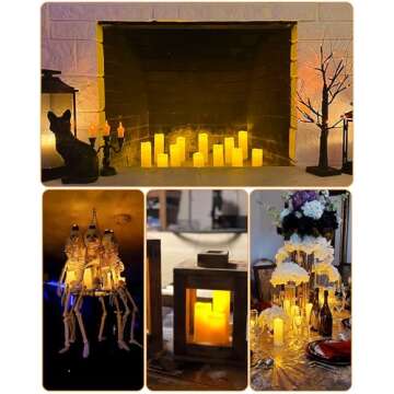 Enido 12 Pc LED Candles Flickering Flameless Candles with Remote & Timer for Romantic Ambiance, Home Decor Mood Lighting Cozy Fall Decor Battery Operated Candles, Outdoor Waterproof