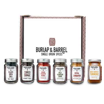 Burlap & Barrel Single Origin Spice Gift Box - Includes 6 Full Size Jars: Black Urfa Chili, Cured Sumac, & Smoked Pimentón Paprika